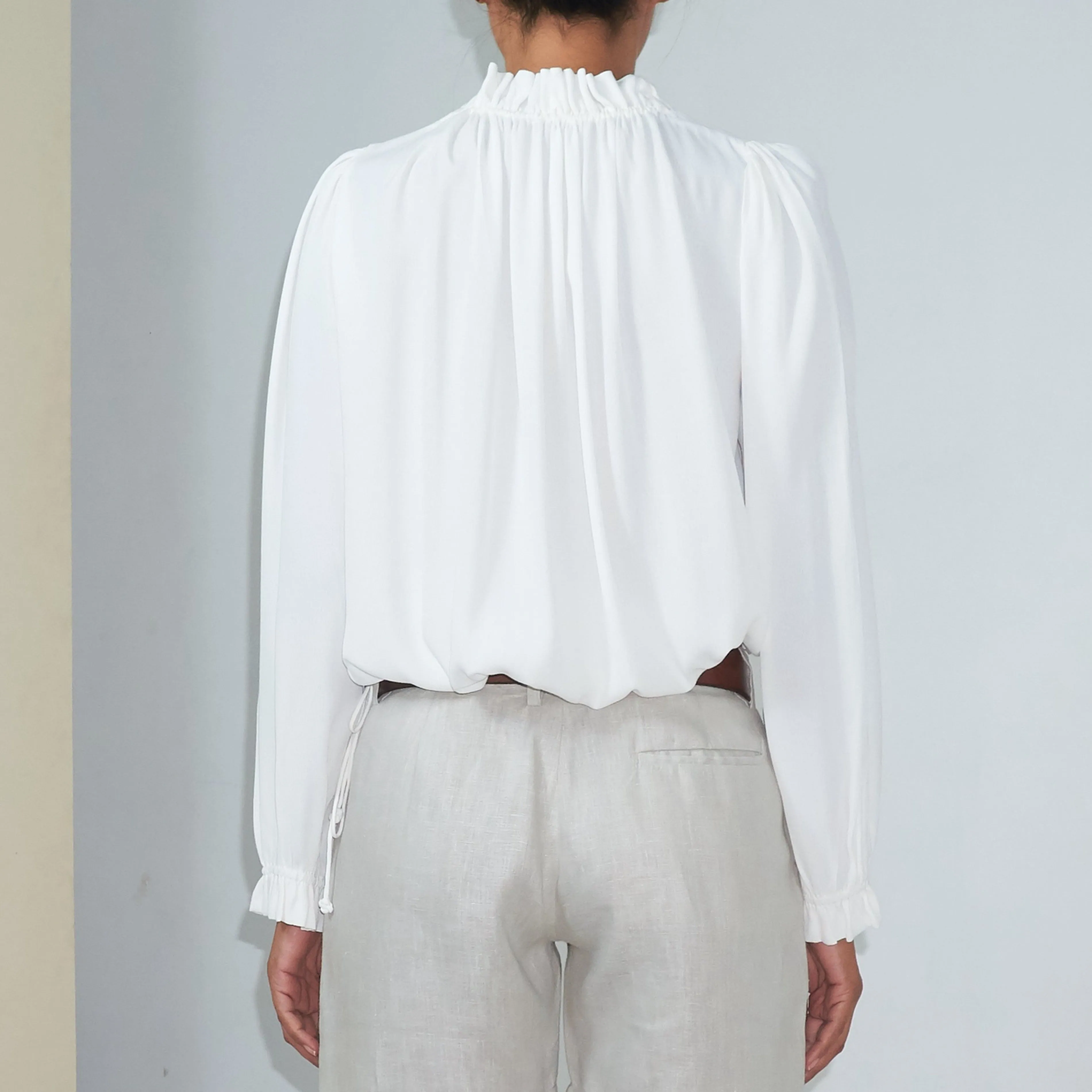 KATY BLOUSE - Rayon Fujette Crepe | Off White