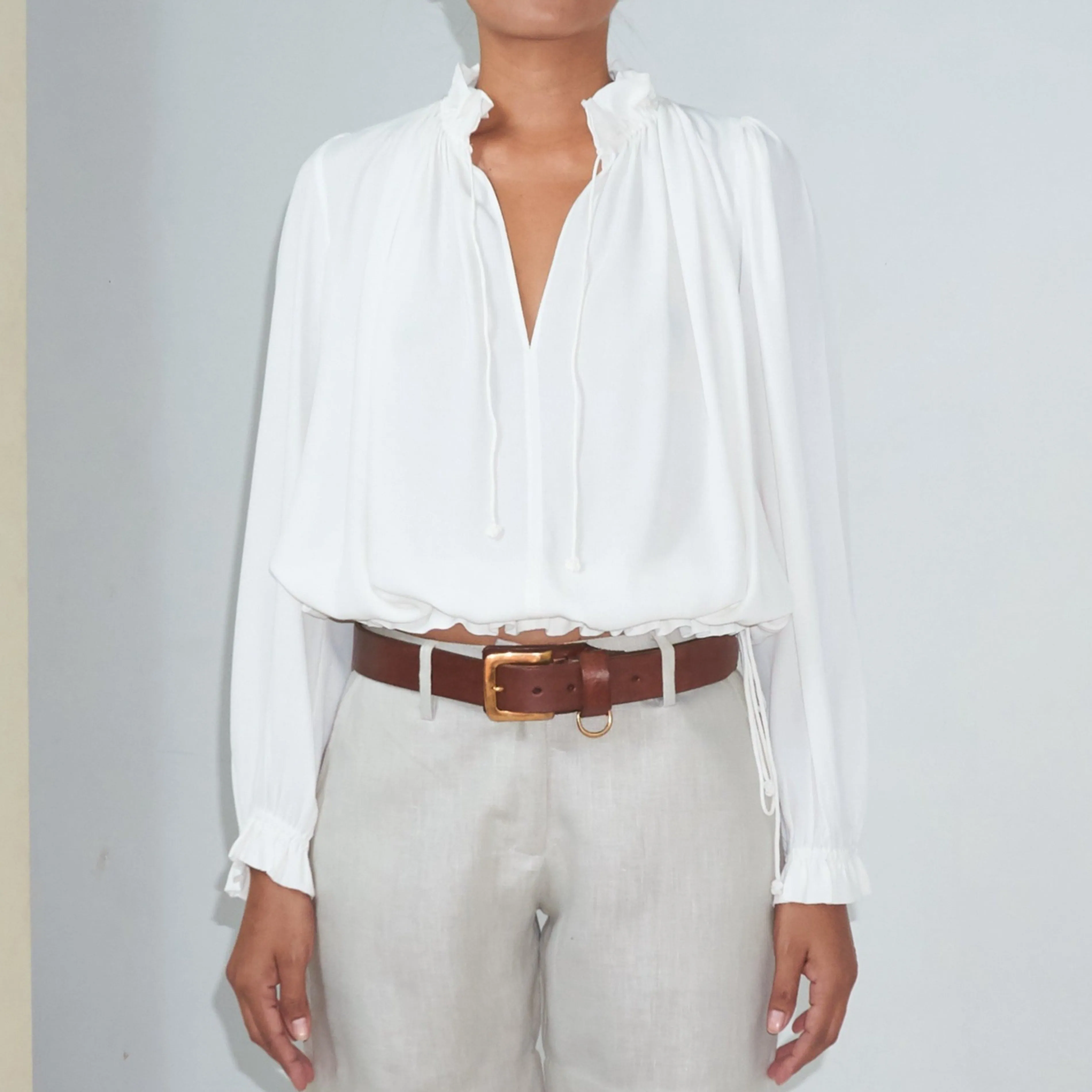 KATY BLOUSE - Rayon Fujette Crepe | Off White