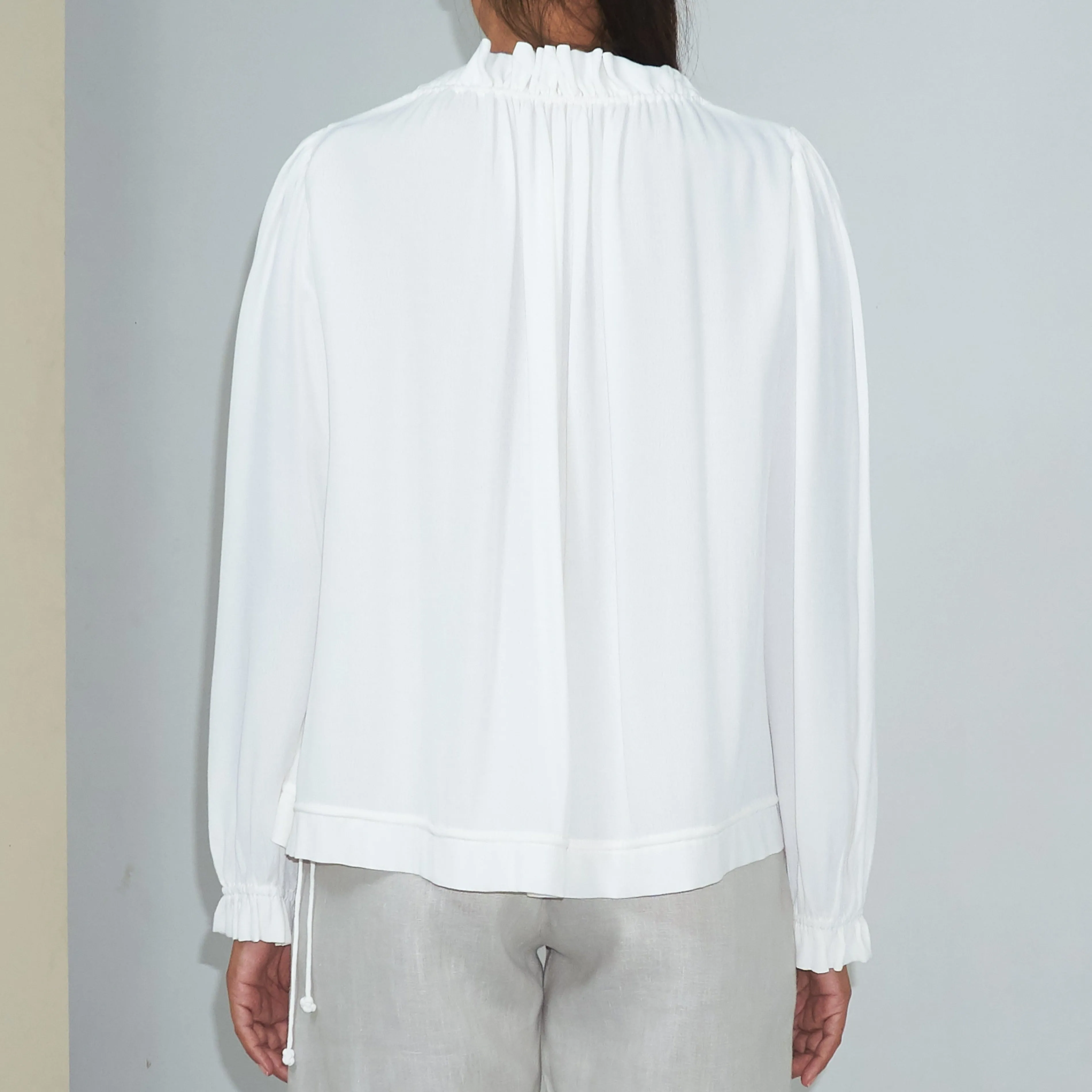 KATY BLOUSE - Rayon Fujette Crepe | Off White