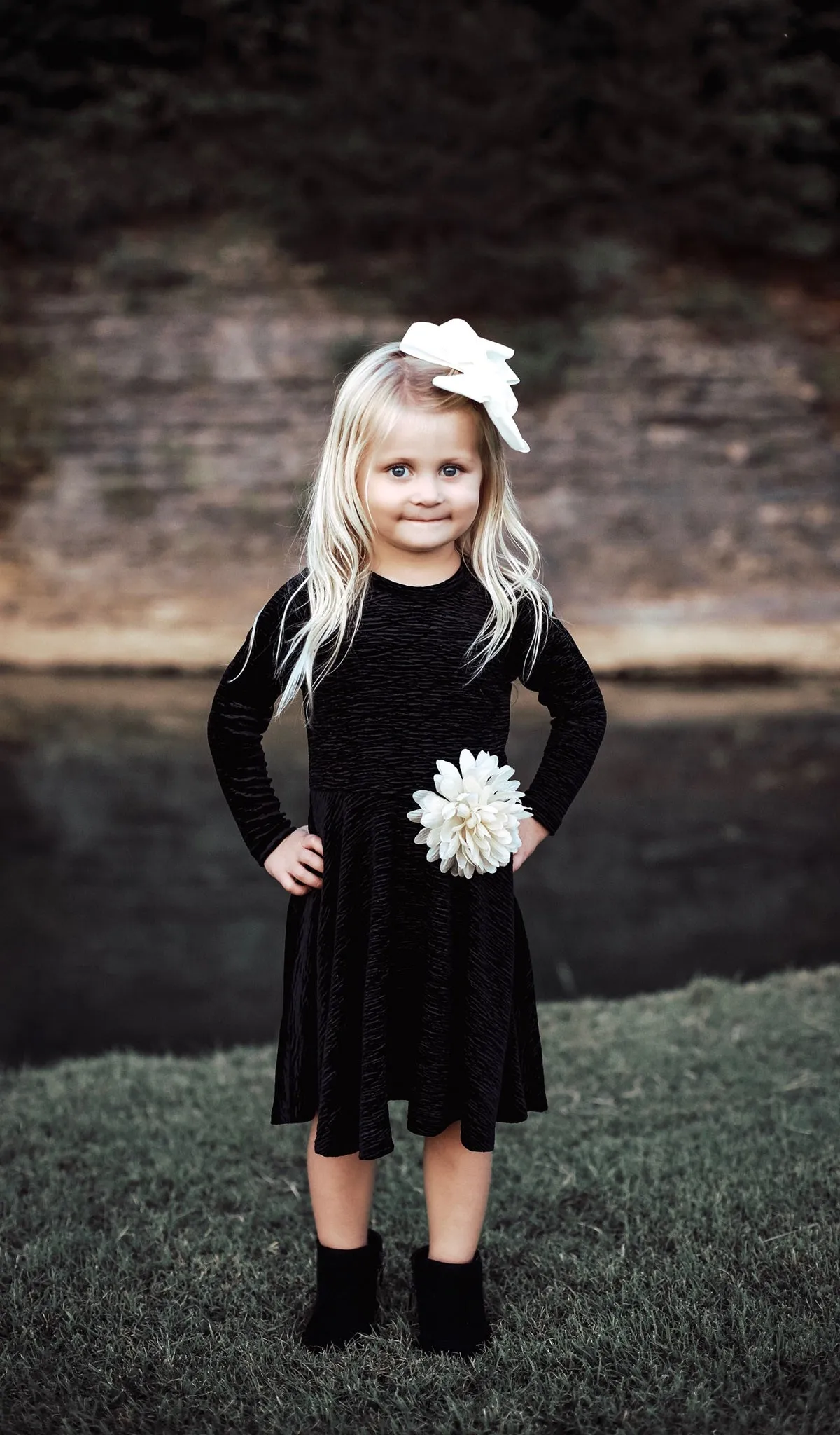 Kendyl Kids Velvet Twirly Dress Black - Final Sale