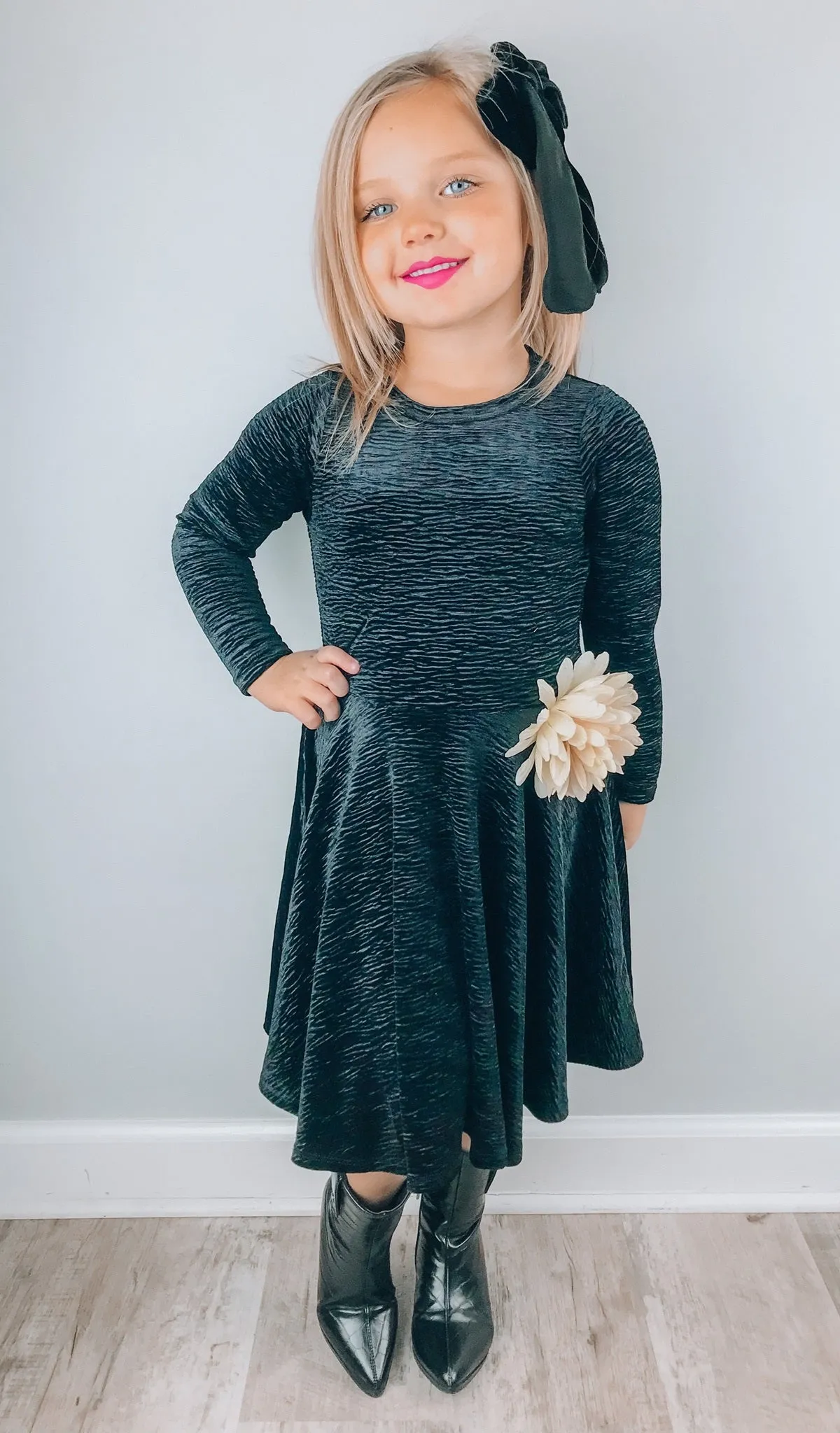 Kendyl Kids Velvet Twirly Dress Black - Final Sale