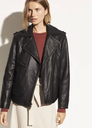 Leather Moto Jacket in Black