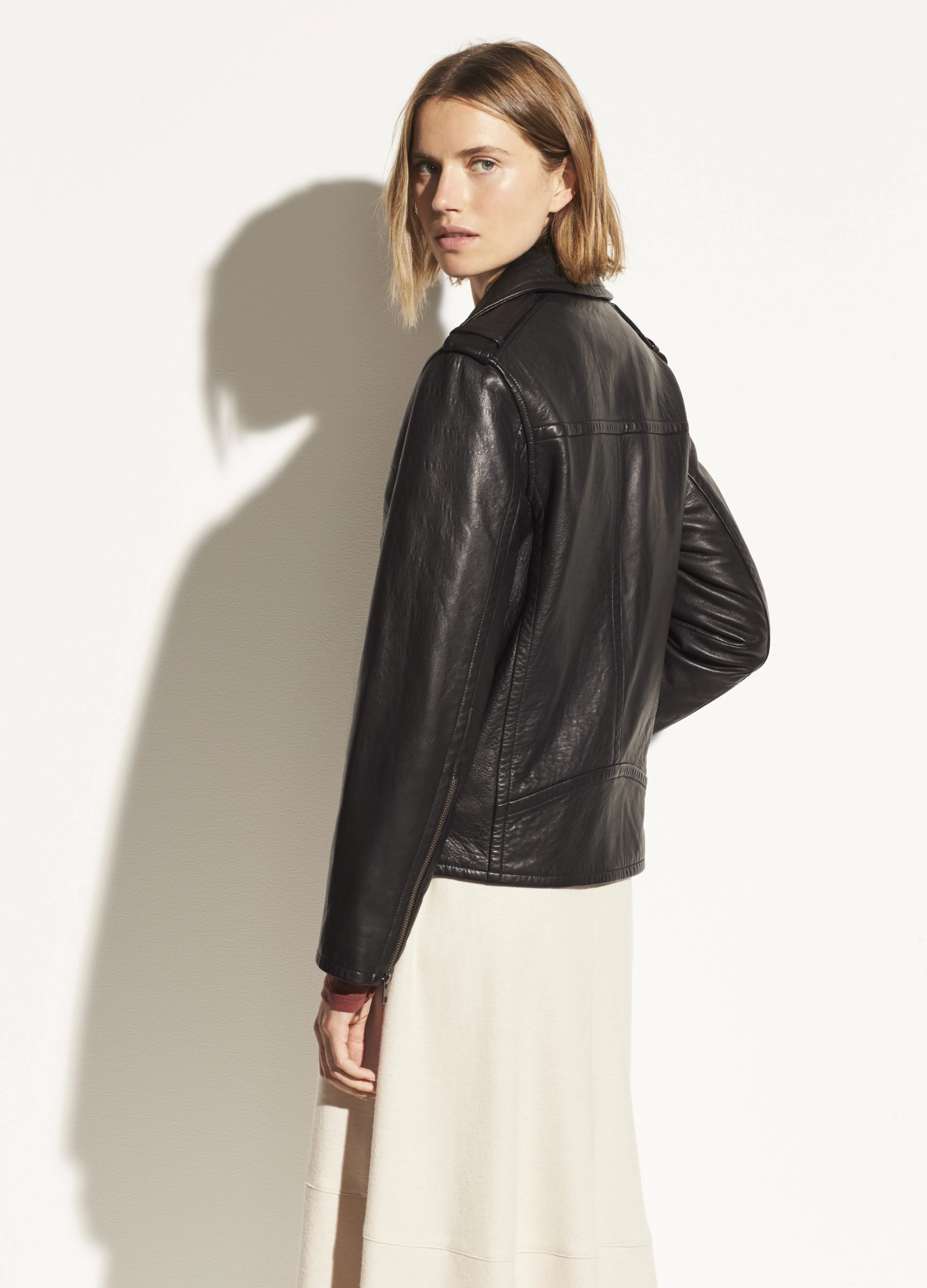 Leather Moto Jacket in Black