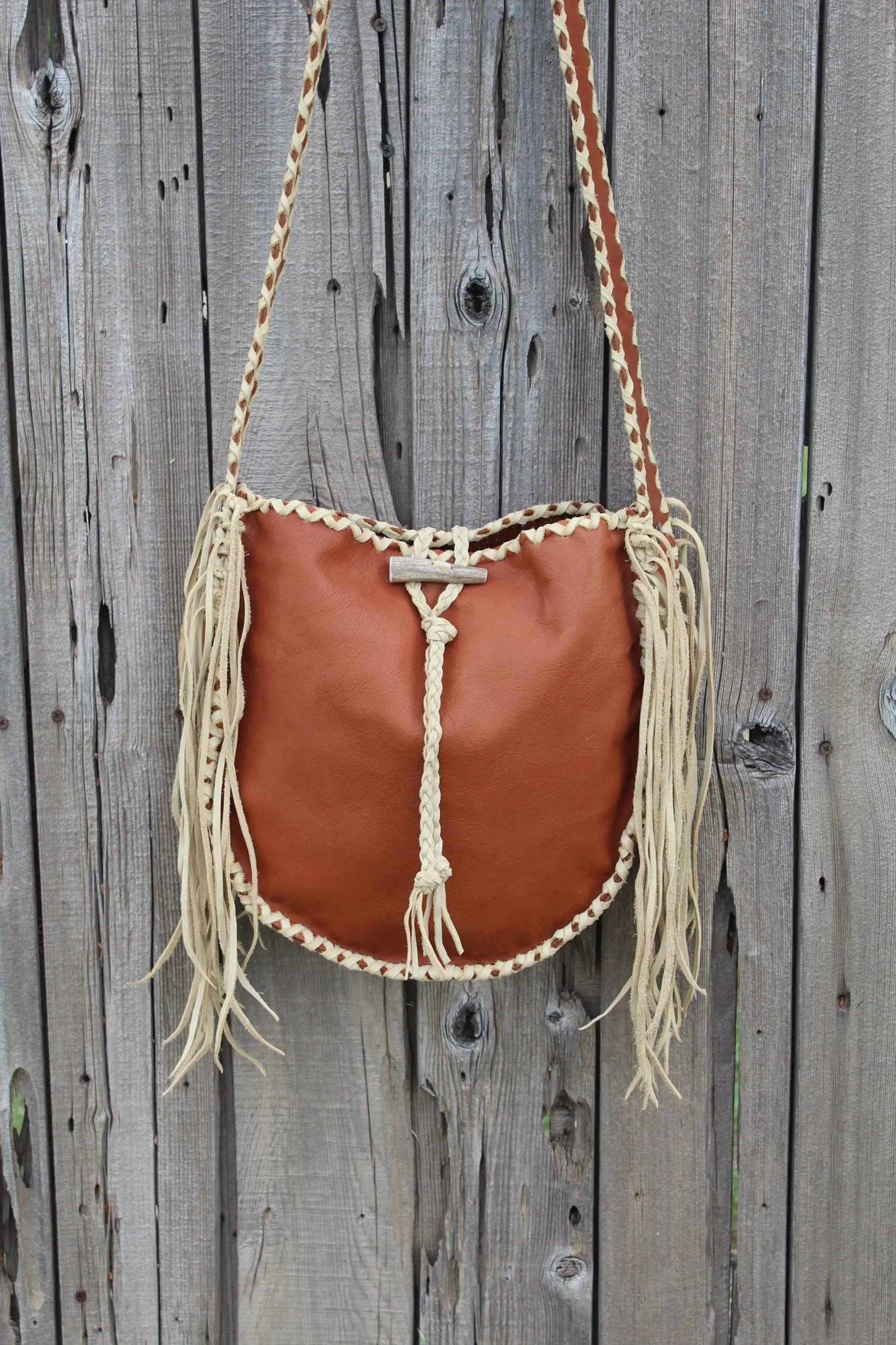 Leather tote, fringed tote handbag