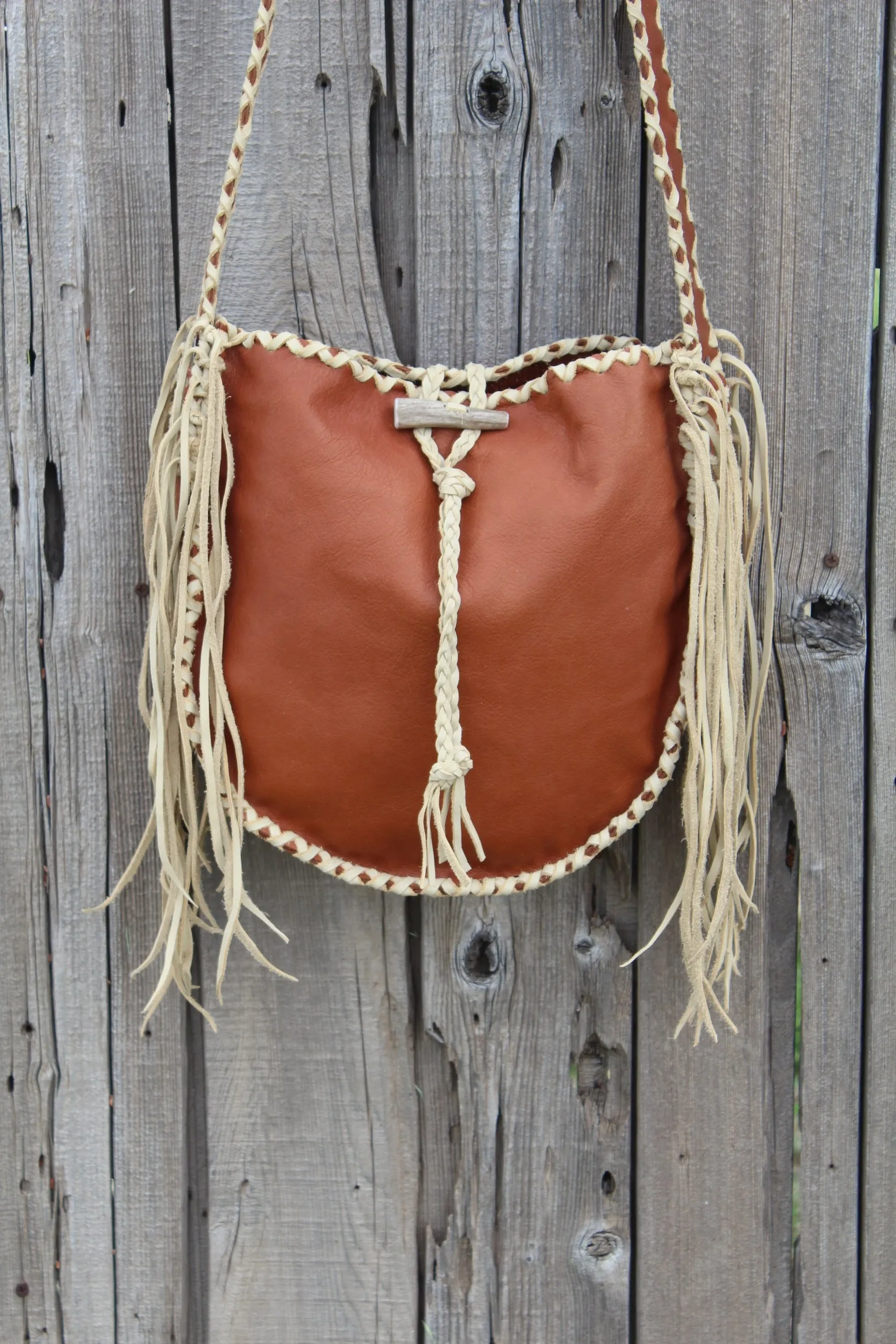 Leather tote, fringed tote handbag