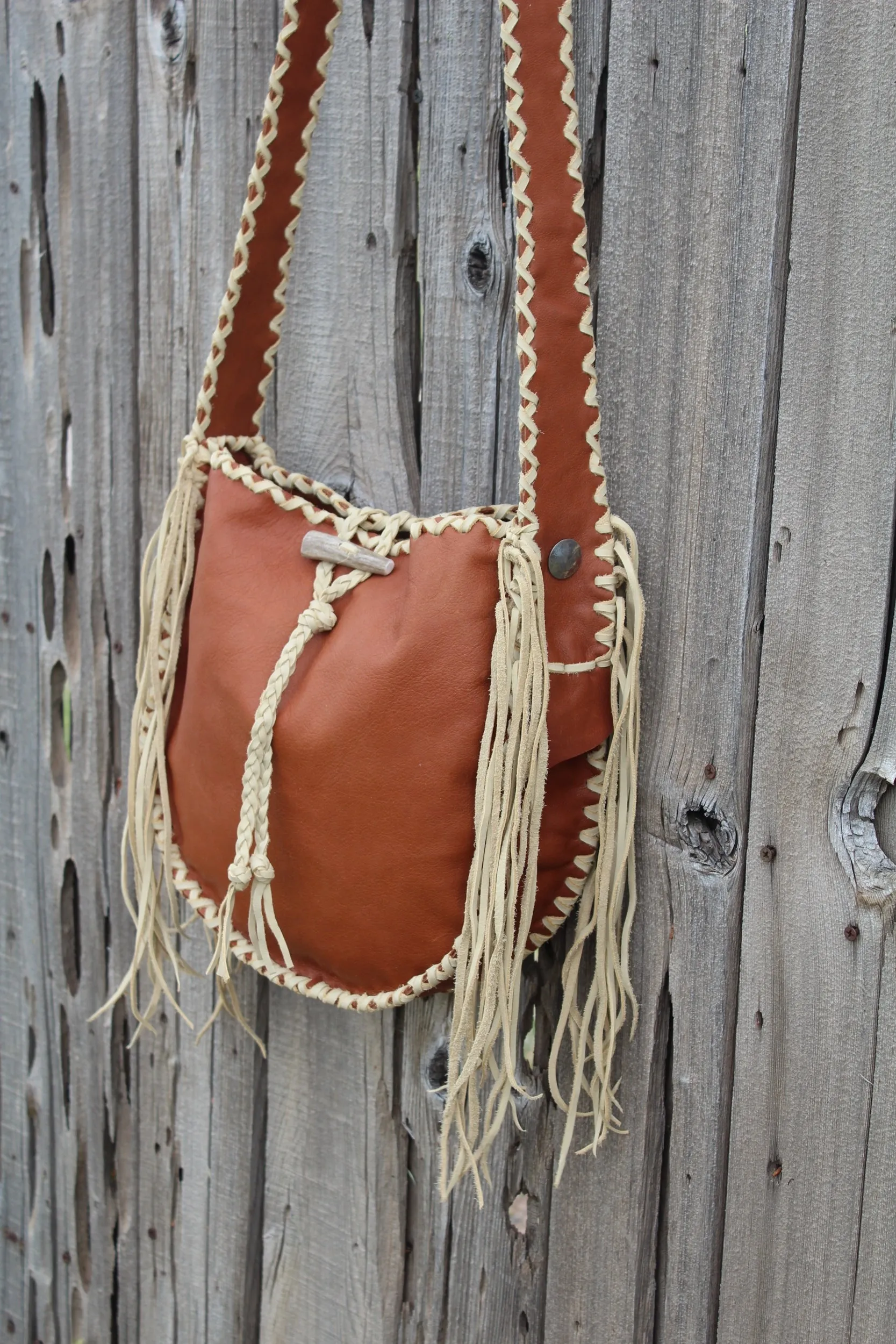 Leather tote, fringed tote handbag