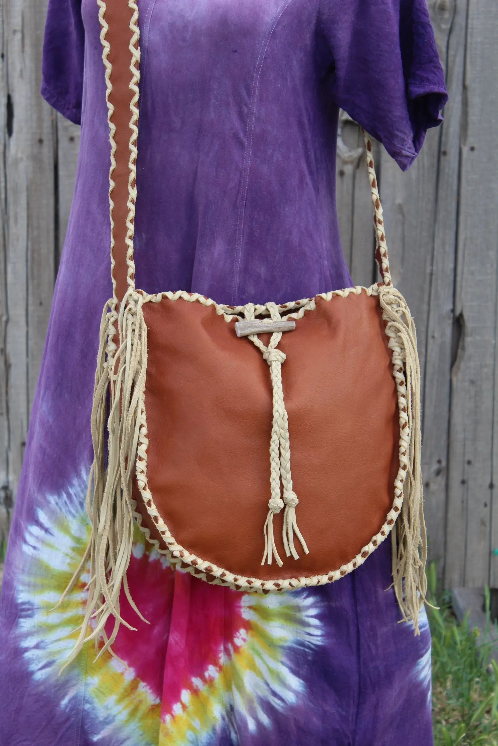 Leather tote, fringed tote handbag