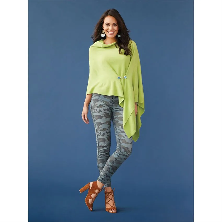 Lightweight Poncho - Creamy Lime