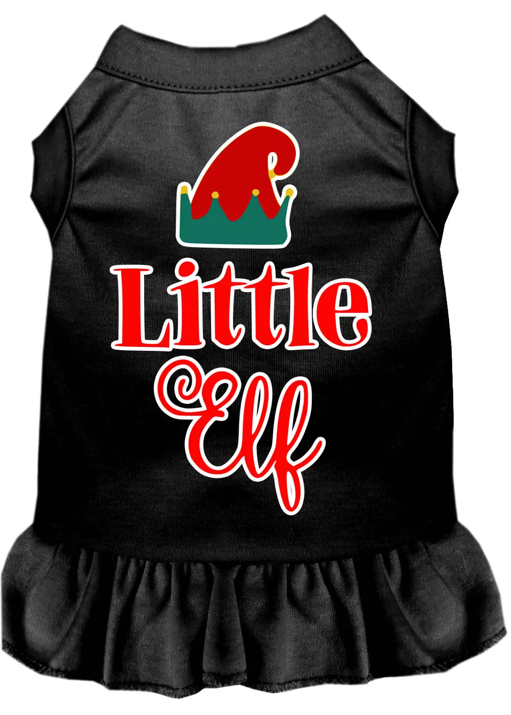 Little Elf Screen Print Dog Dress Black Sm