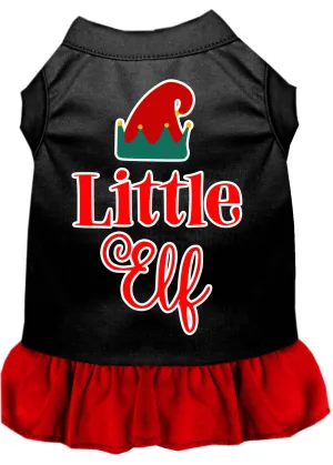 Little Elf Screen Print Dog Dress Black With Red Med