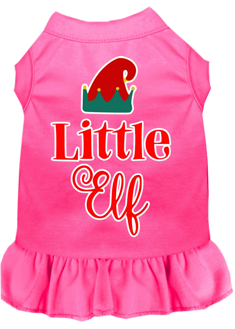 Little Elf Screen Print Dog Dress Bright Pink Sm