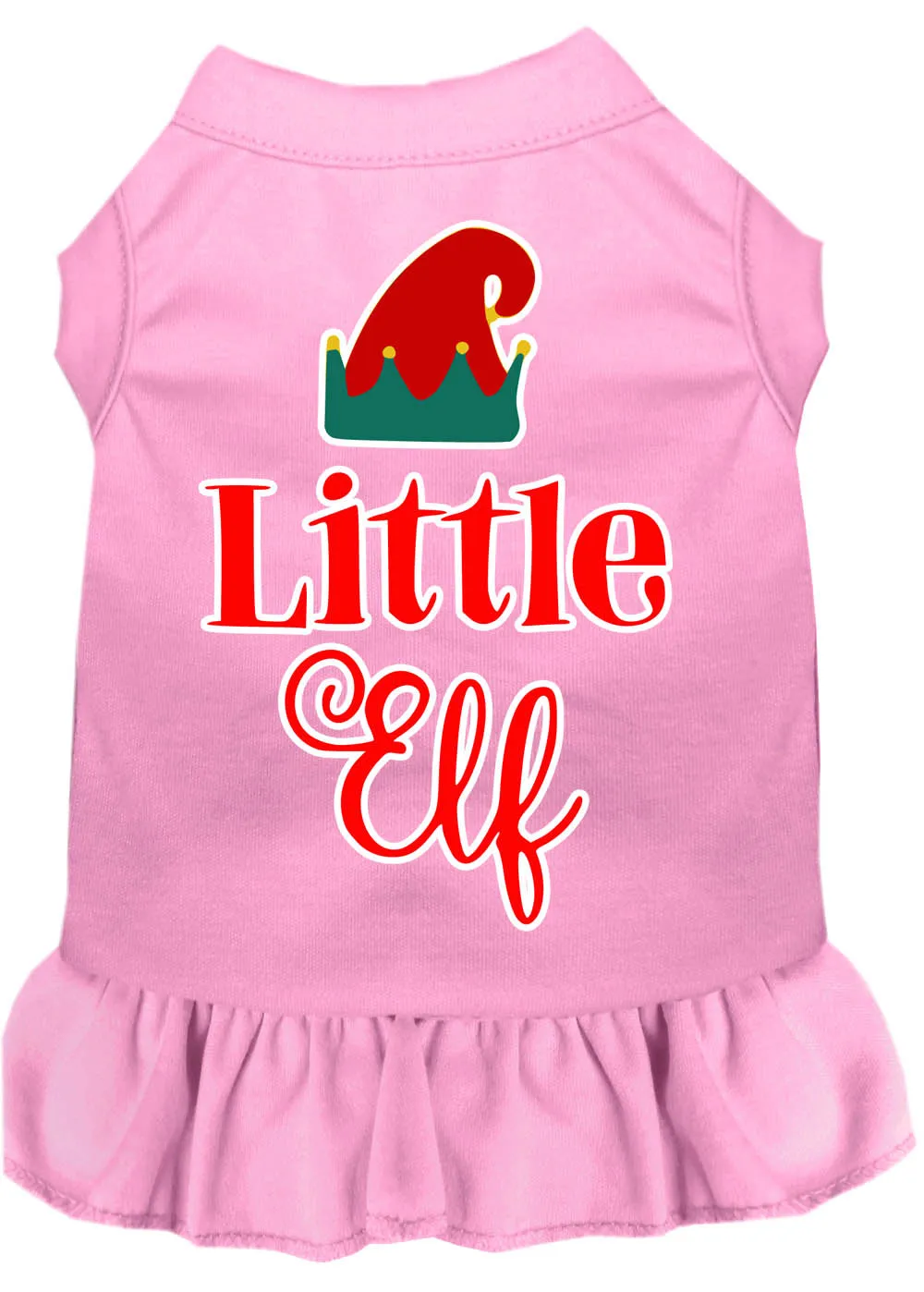 Little Elf Screen Print Dog Dress Light Pink 4x