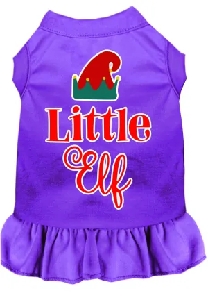 Little Elf Screen Print Dog Dress Purple Lg