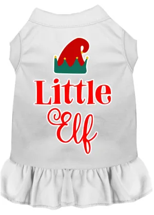 Little Elf Screen Print Dog Dress White 4x