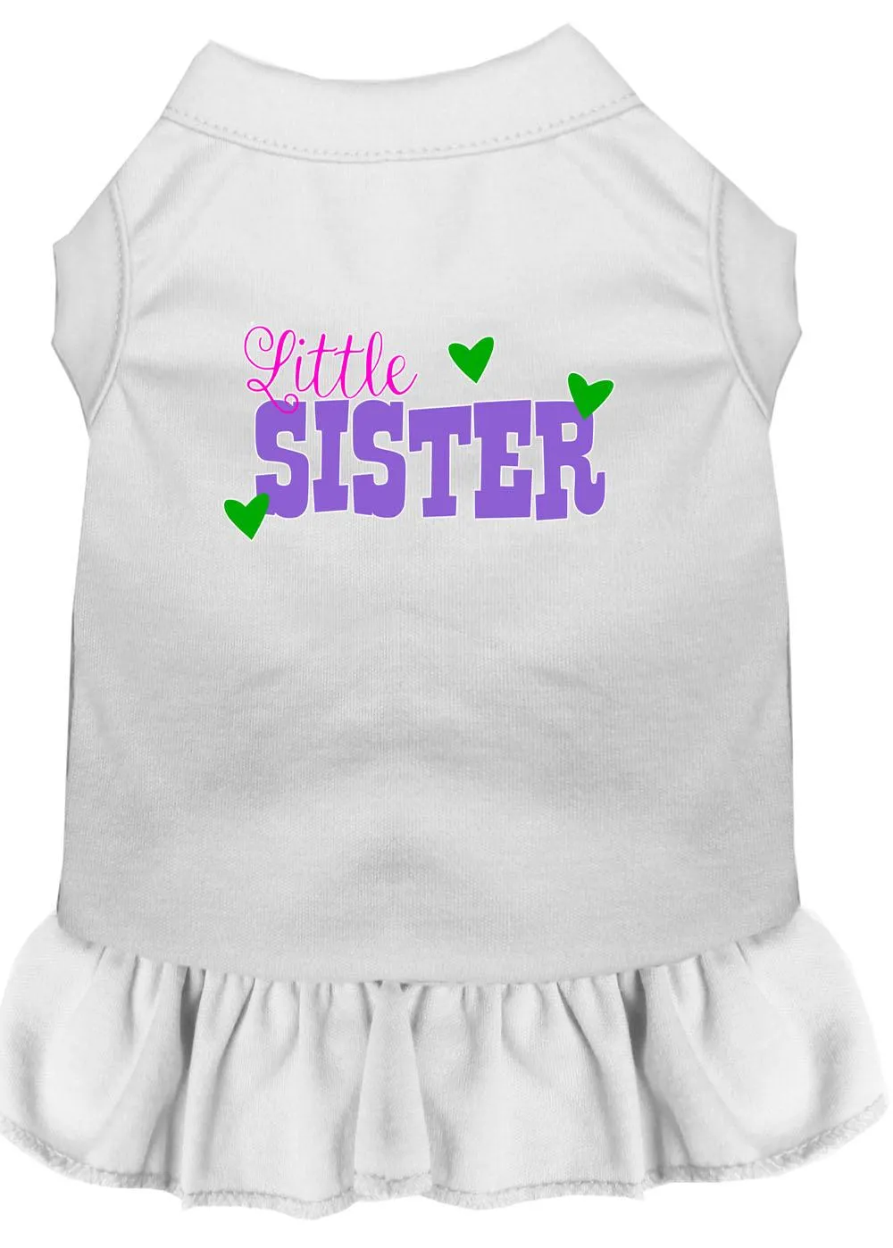 Little Sister Screen Print Dog Dress White Xxl