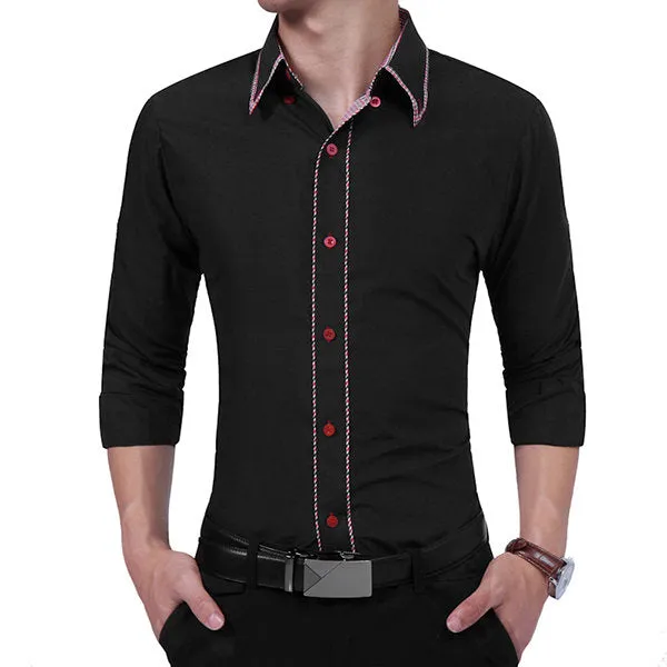 Long Sleeve Button Down Designer Dress shirt for Men Bussiness Casual Slim Fit Solid Color