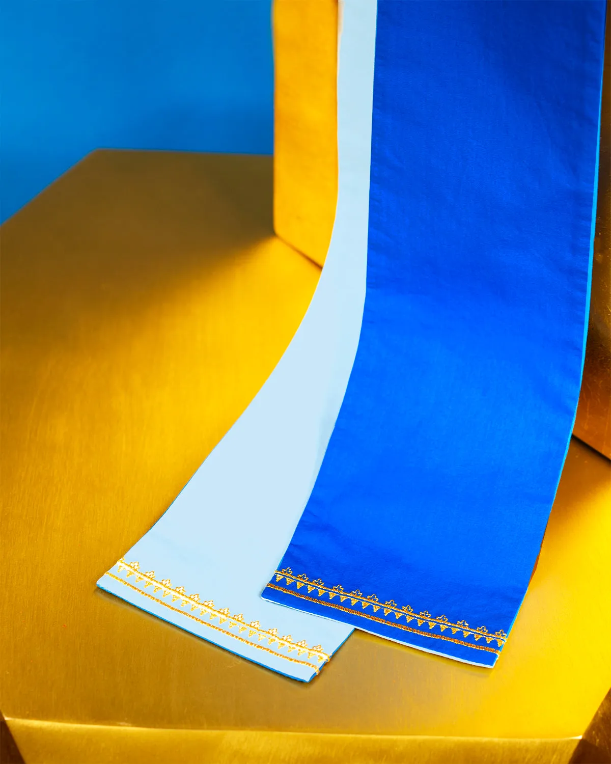 Maharani Reversible Sash Belt in Cobalt and Robin Egg Blue