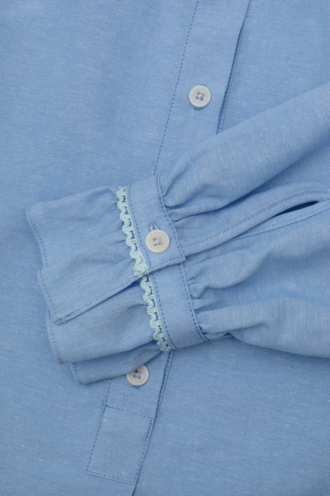 Marie Gather Neck A-Line Blouse in Blue Recycled Cotton by Saywood