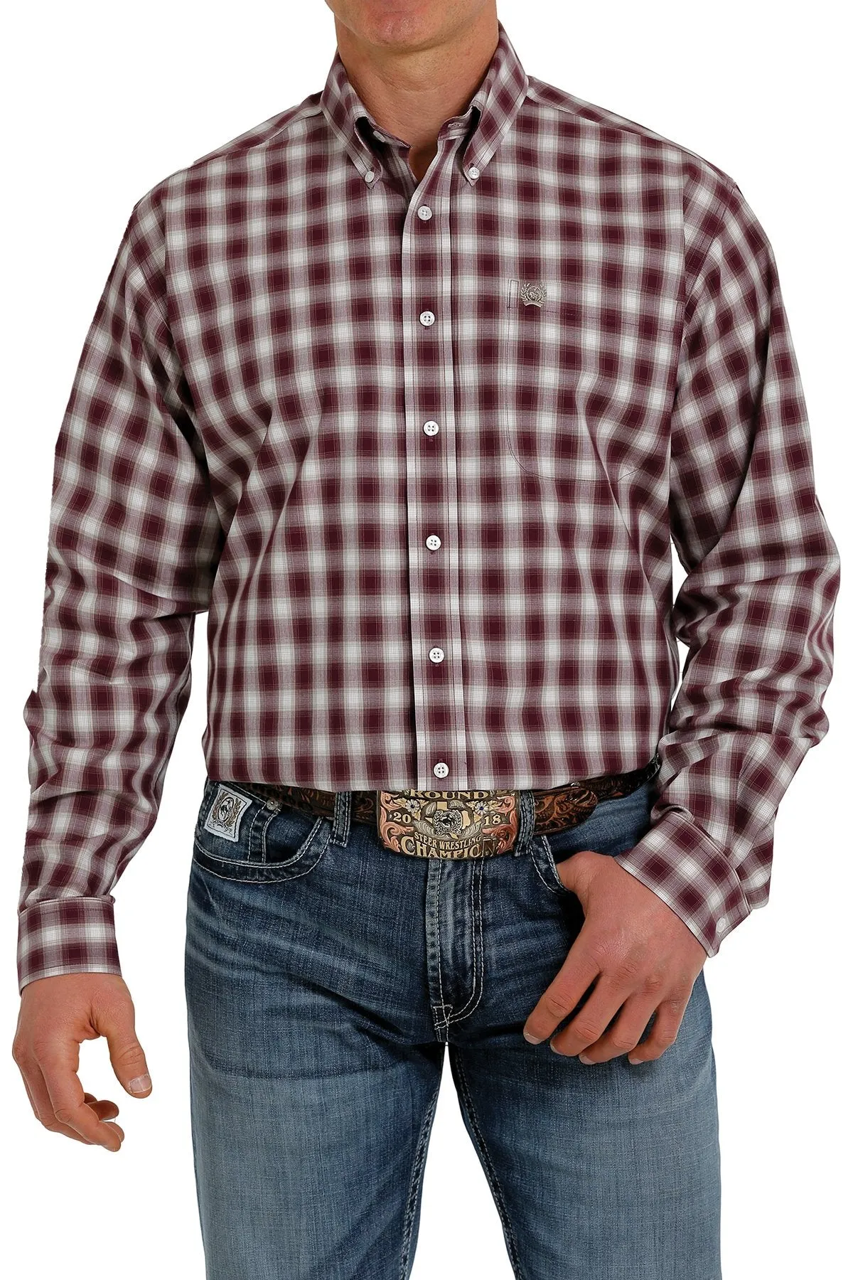 Men's Cinch Plaid Button Down Western Shirt - MTW1105350