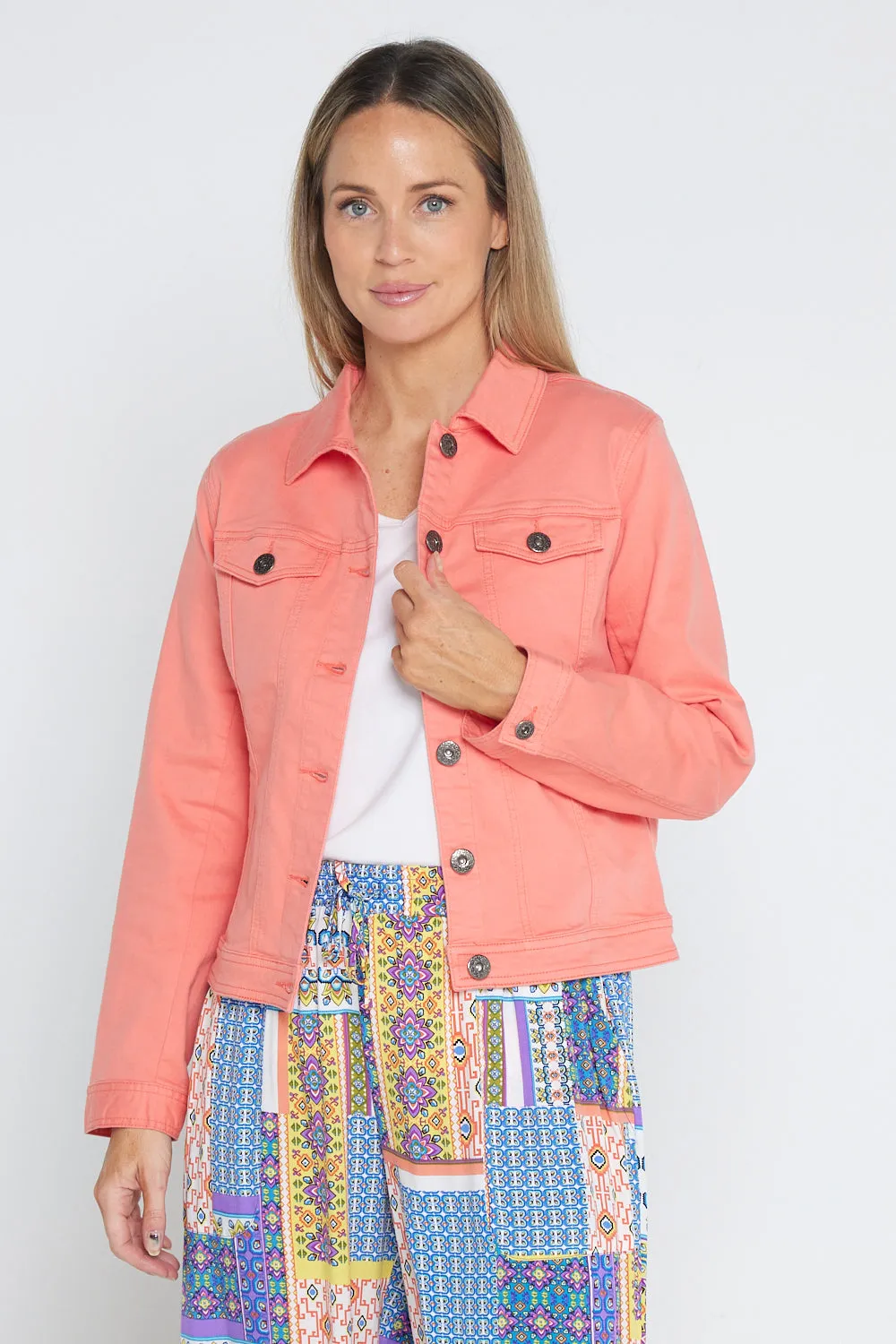 Michigan Denim Jacket - Coral