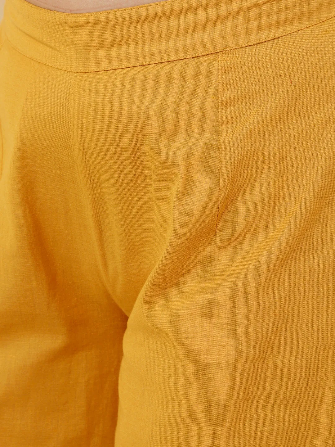 Mustard Pleated Kurta With Palazzo Co-ord Set