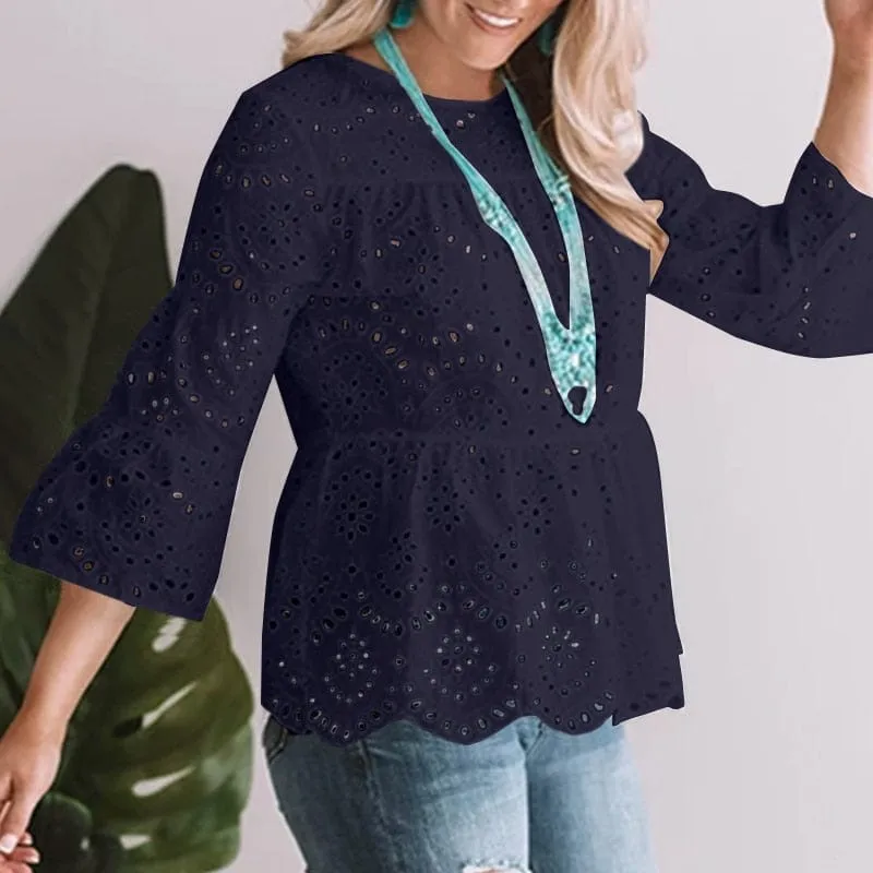 Nada 3/4 Flare Sleeve Lace Blouses