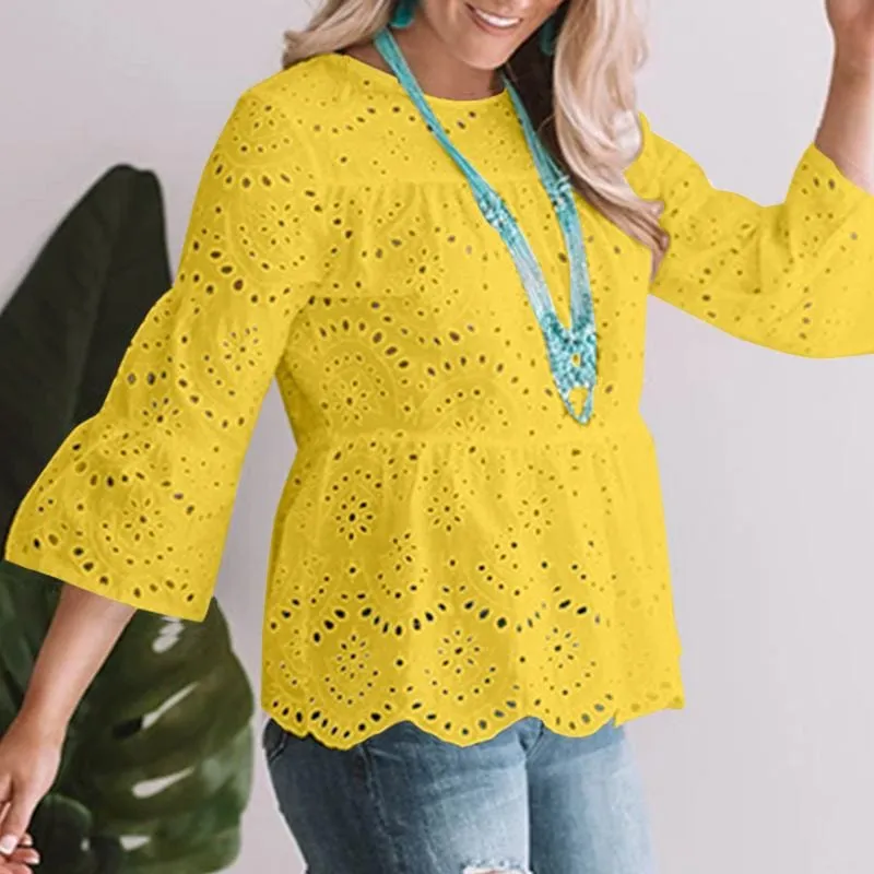 Nada 3/4 Flare Sleeve Lace Blouses