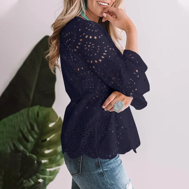 Nada 3/4 Flare Sleeve Lace Blouses