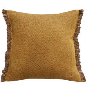 Ollo Nathan Jacquard Design Fringed Edge Cushion - Ochre