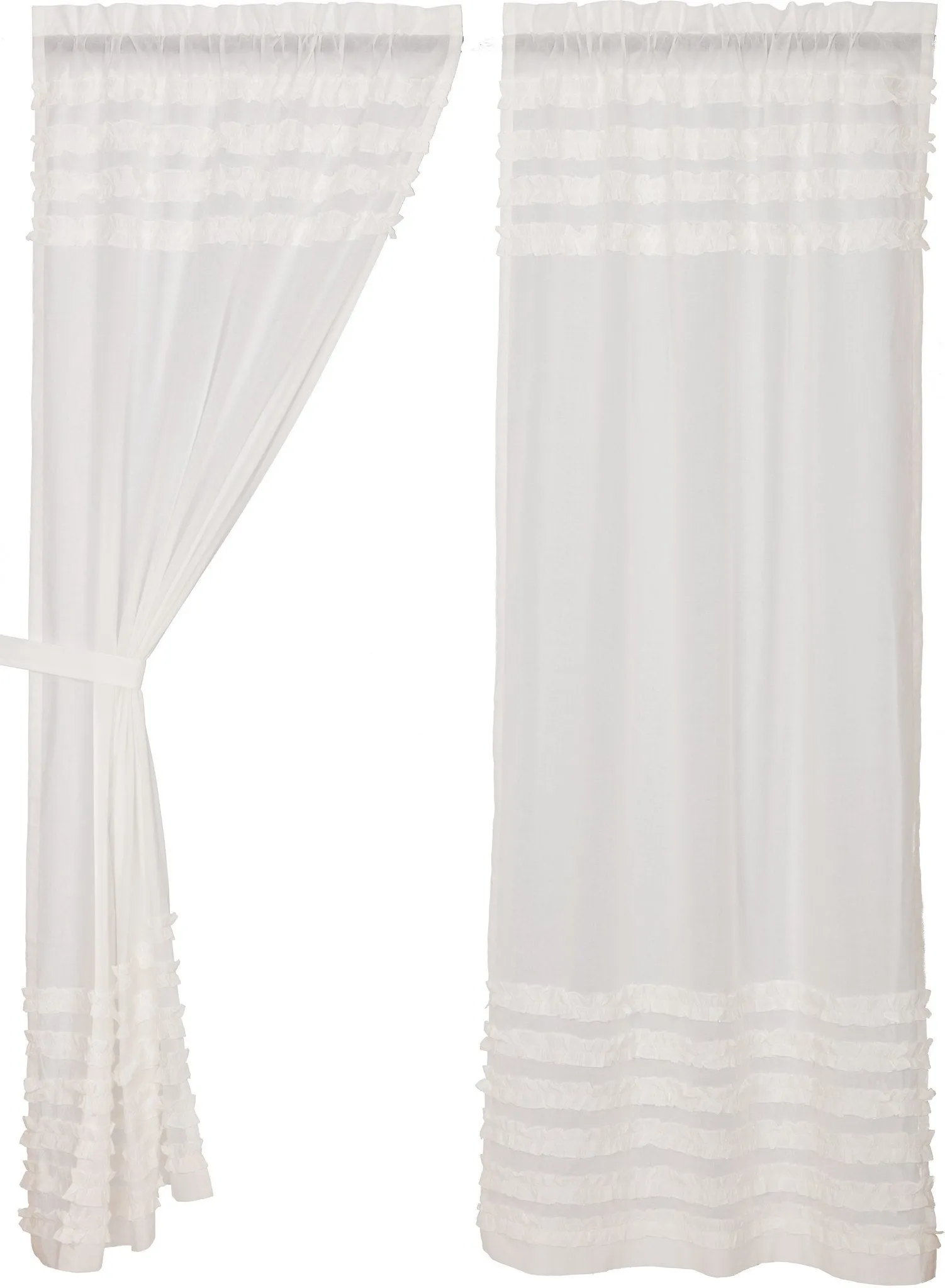 Petticoat Off White Ruffled Sheer Panel Curtains 84"