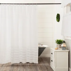 Petticoat Off White Ruffled Sheer Shower Curtain