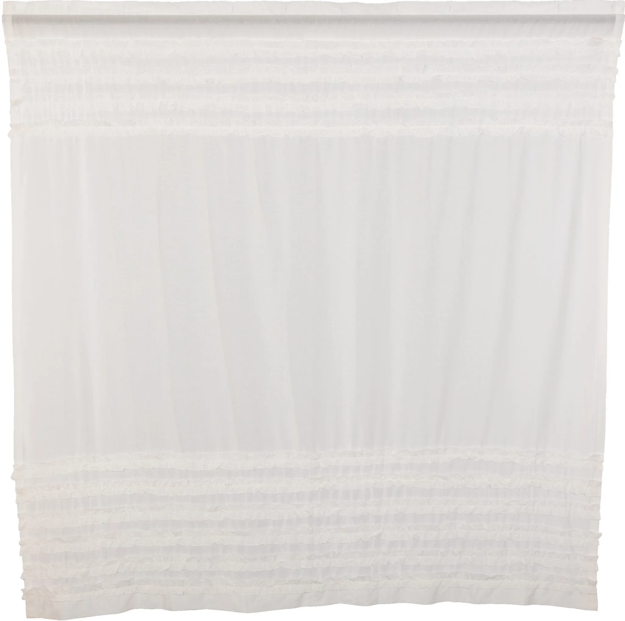 Petticoat Off White Ruffled Sheer Shower Curtain