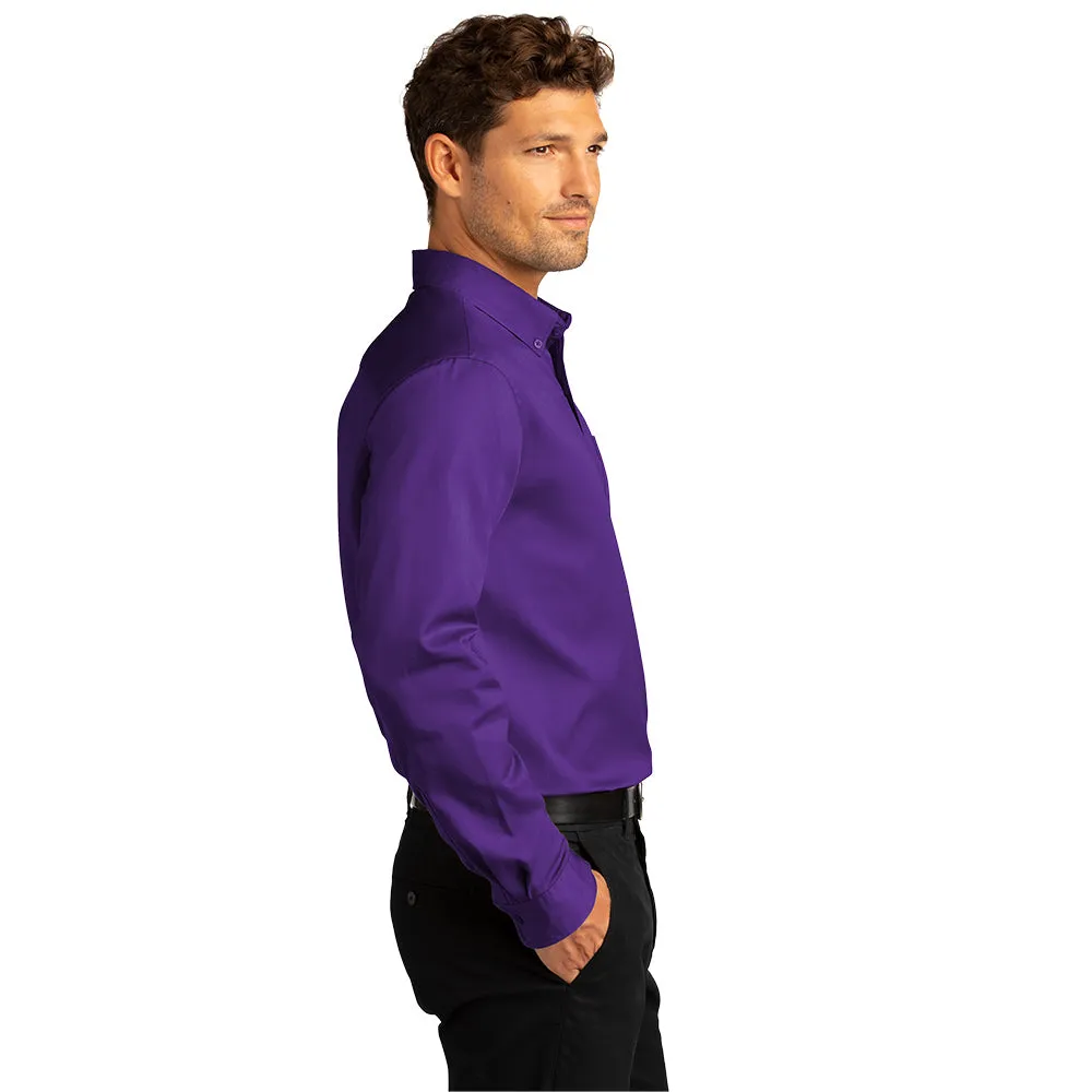 Port Authority® Long Sleeve SuperPro React™ Twill Shirt - Purple