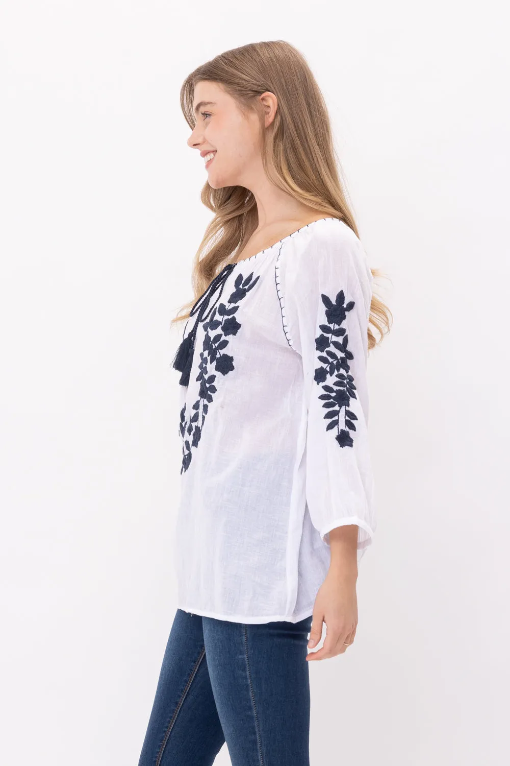 RAJ NORAH EMROIDERED TASSEL TOP