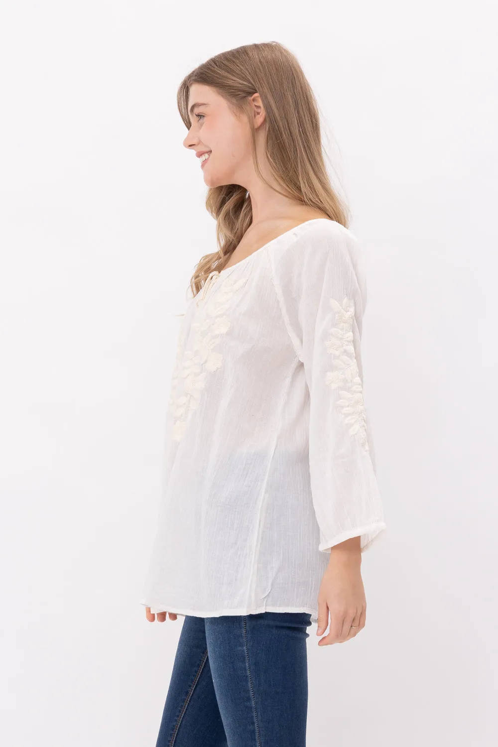 RAJ NORAH EMROIDERED TASSEL TOP