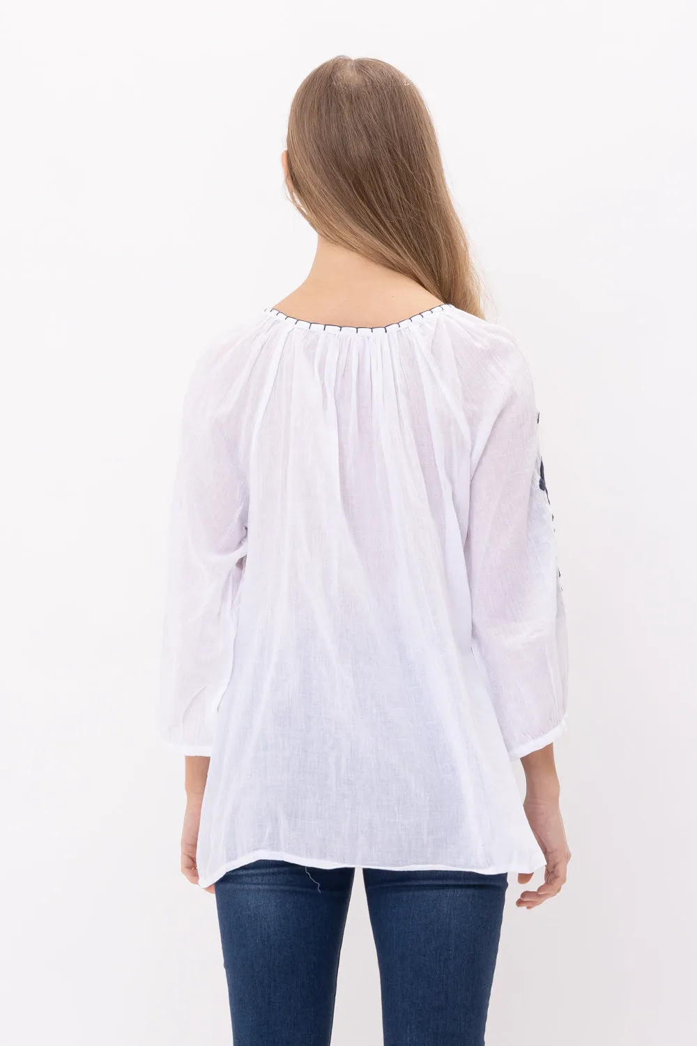 RAJ NORAH EMROIDERED TASSEL TOP