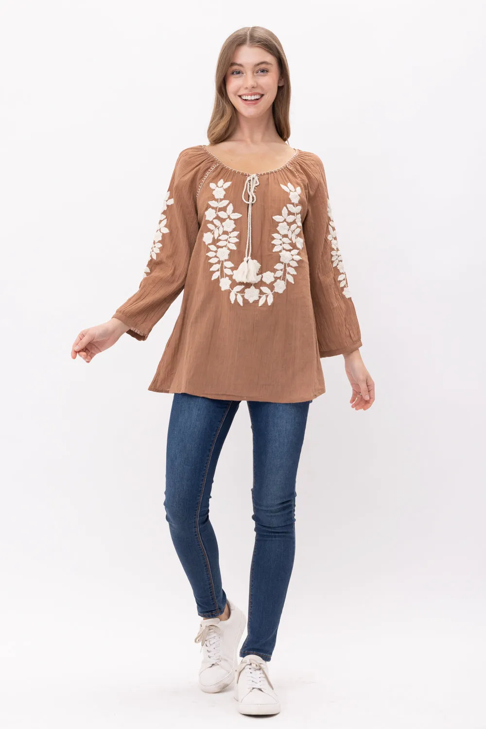 RAJ NORAH EMROIDERED TASSEL TOP