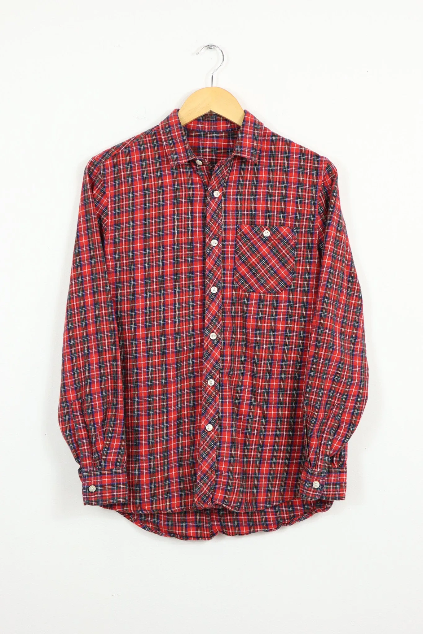 Red Plaid Button-Down Shirt