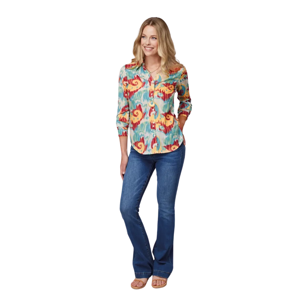 Roper Women's Print Poly Crepe Multicolor Shirt