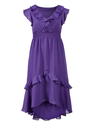 Ruffle Detail V-Neck Fit-And Flare Dress