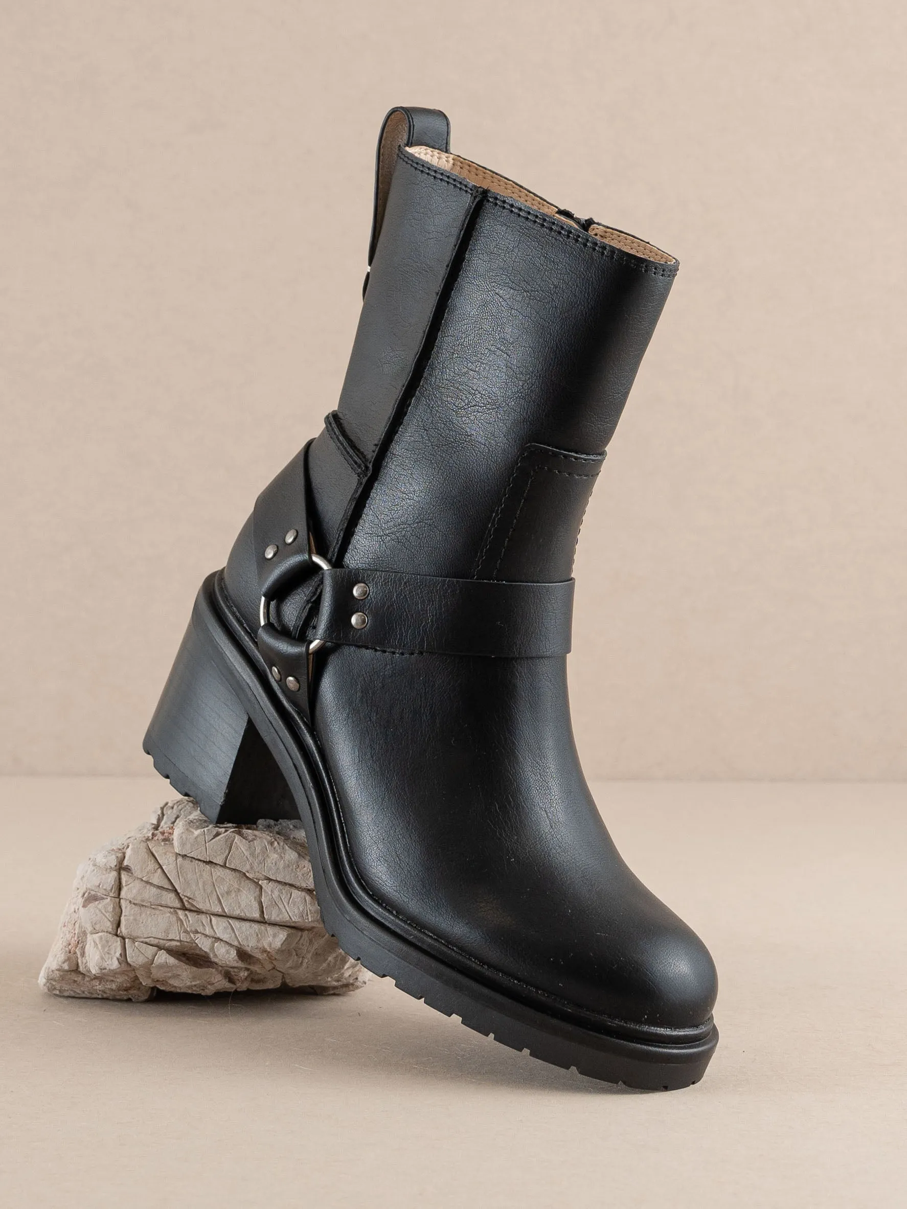 The Clyde | Black Moto Ankle Boot