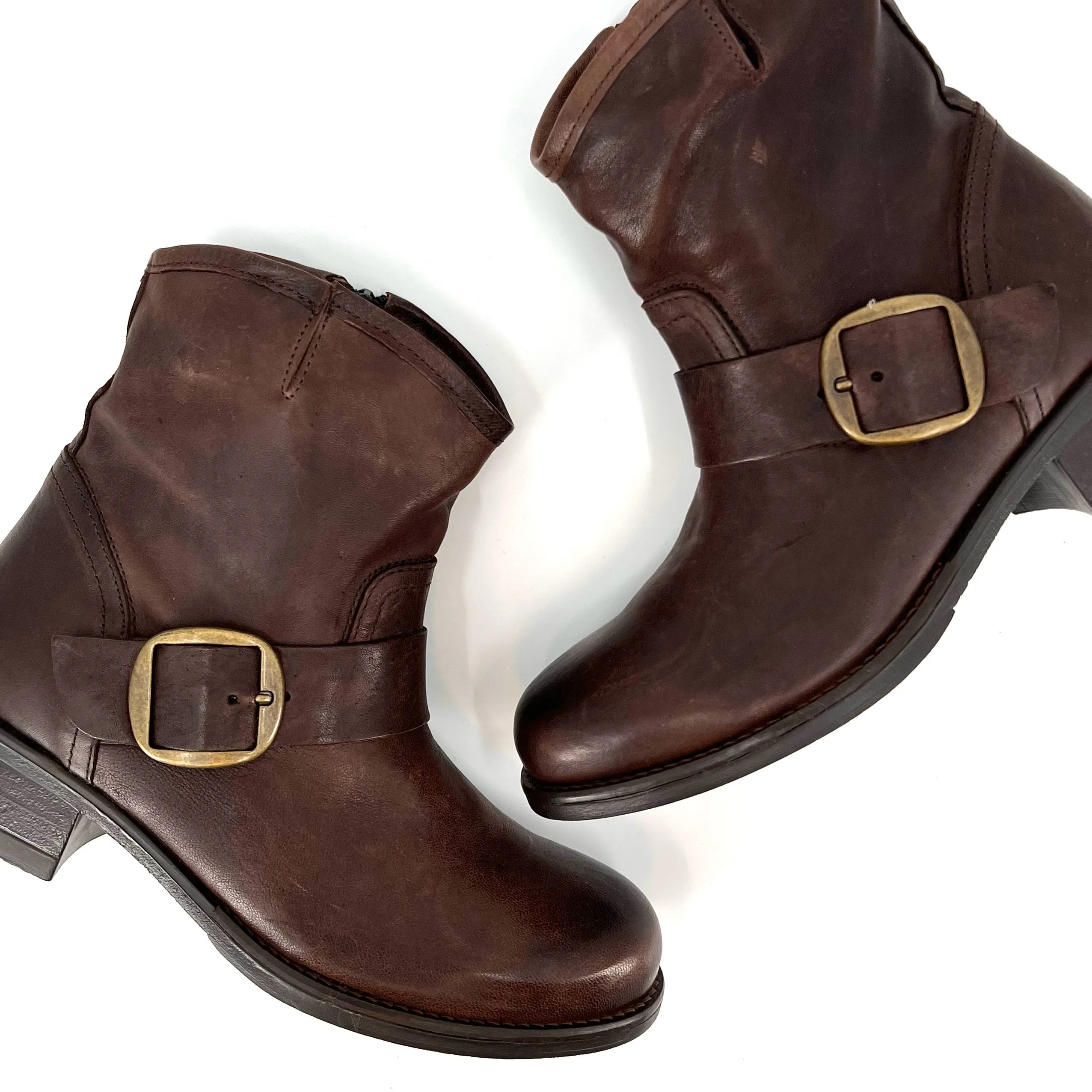 The Moto Bootie in Marron Brown