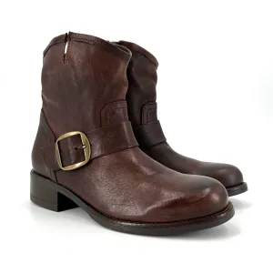 The Moto Bootie in Marron Brown