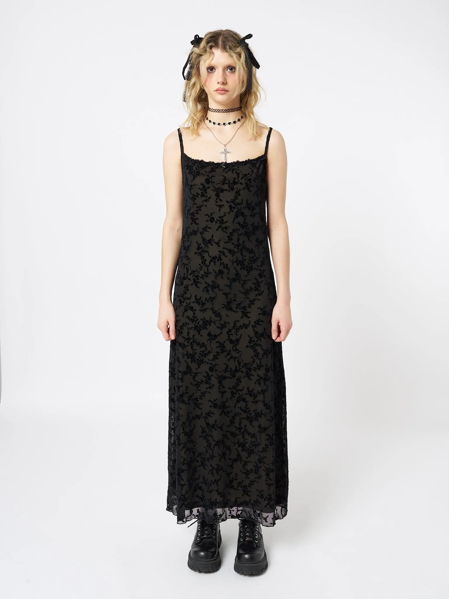 Titania Black Mesh Maxi Dress