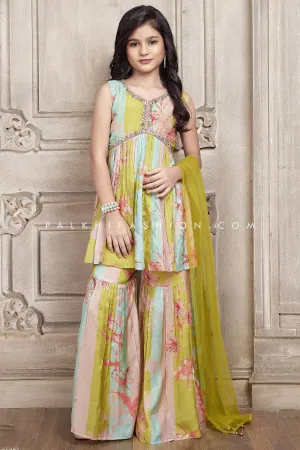 Trendy Alia Cut Palazzo Outfit With Multi Color Prints