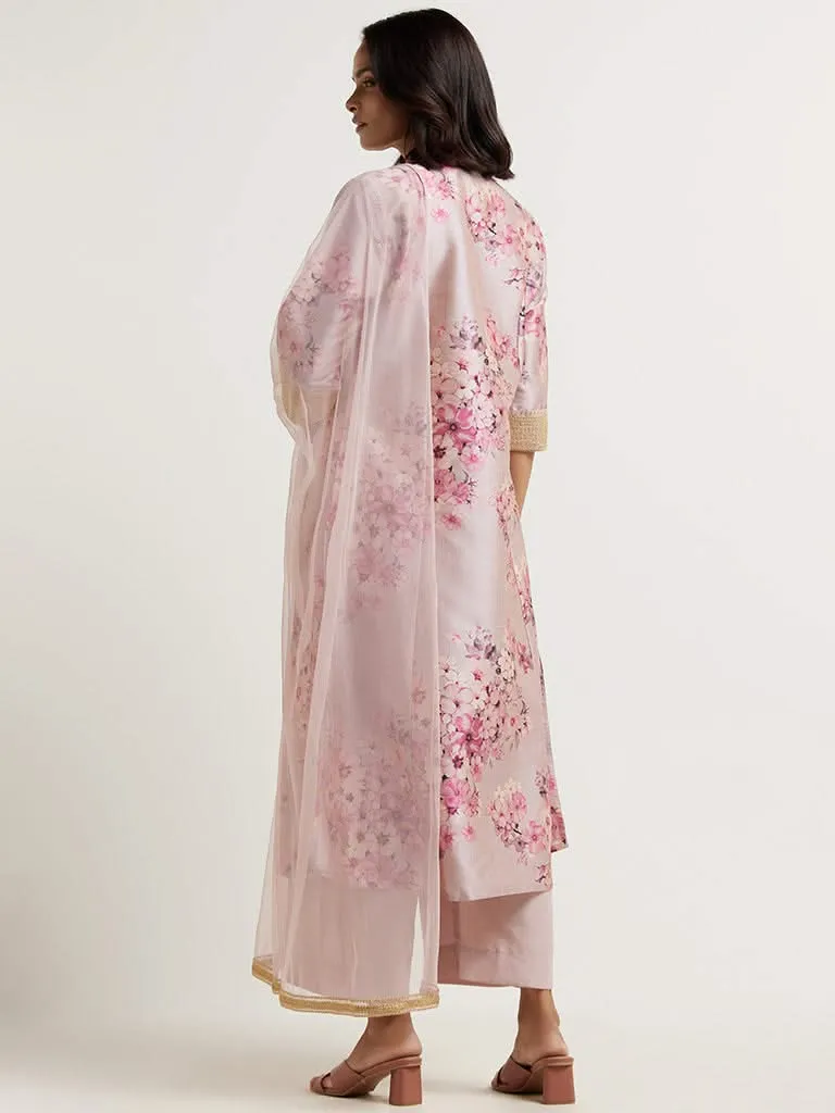 Vark Lilac Kurta, Palazzos & Dupatta Set