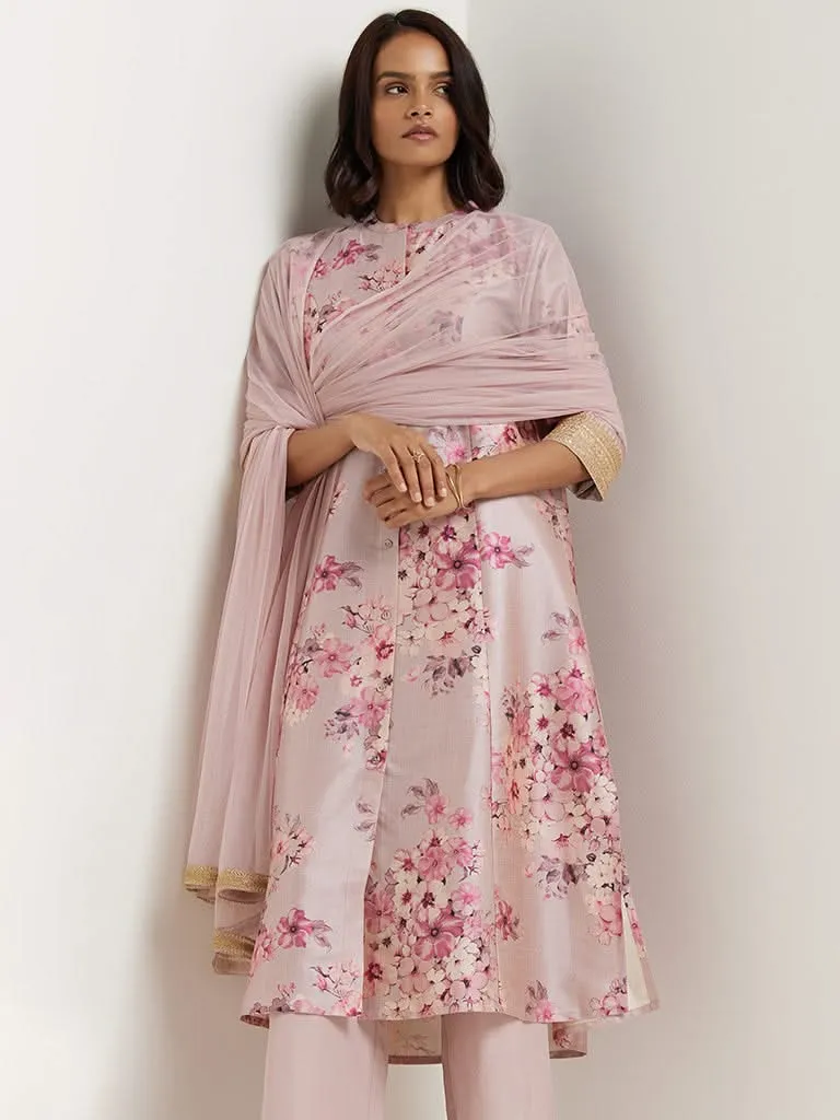 Vark Lilac Kurta, Palazzos & Dupatta Set