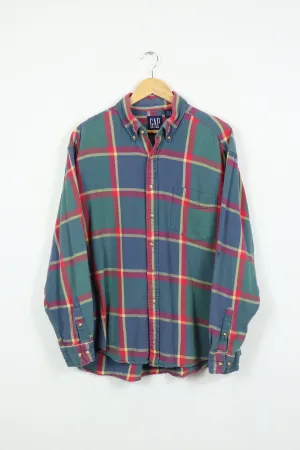 Vintage 90's GAP Green Plaid Button-Down Shirt