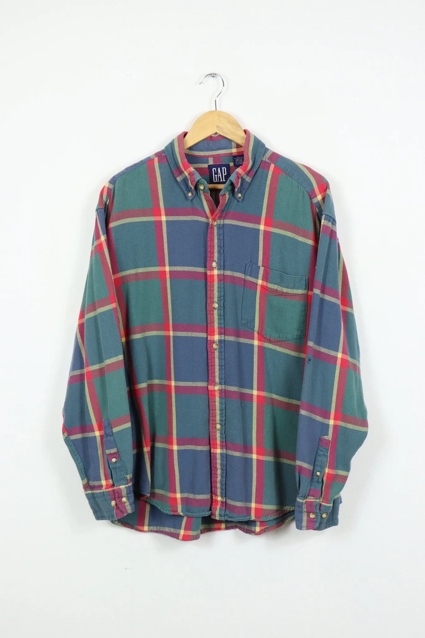 Vintage 90's GAP Green Plaid Button-Down Shirt