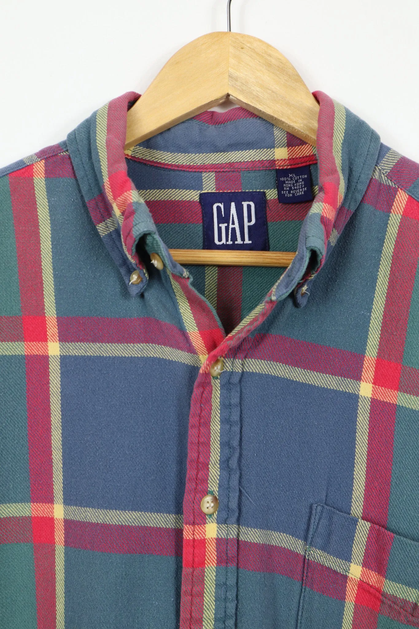 Vintage 90's GAP Green Plaid Button-Down Shirt